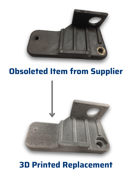 Comparison of an obsolete part to one printed by 3D Parts Unlimited